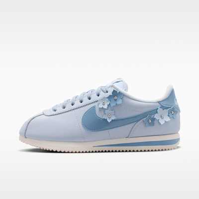 23.5 NIKE CORTEZ ブルー ビーズ風ステッチ 爽やか 人気♡ NIKE公式】ナイキ コルテッツ レザー ウィメンズシューズ.オンライン